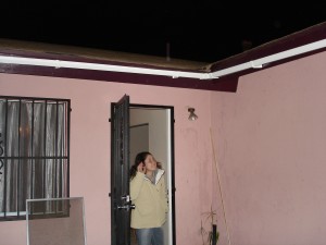 Estela enjoying our new Rain gutters.